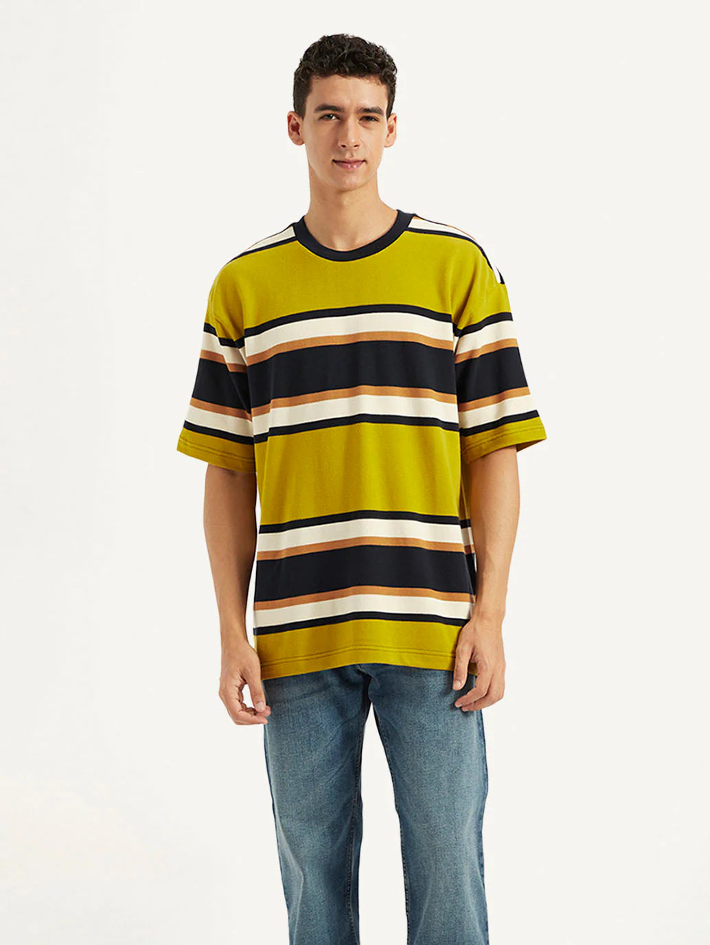Classic Men’s Striped Relaxed Fit T-Shirt in Soft Cotton Fabric for Timeless Everyday Look