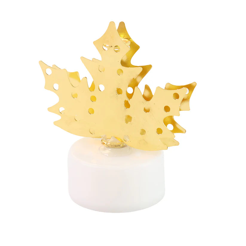 Decorative LED Gold Metal Leaf Diya Lamp for Diwali Home Decoration