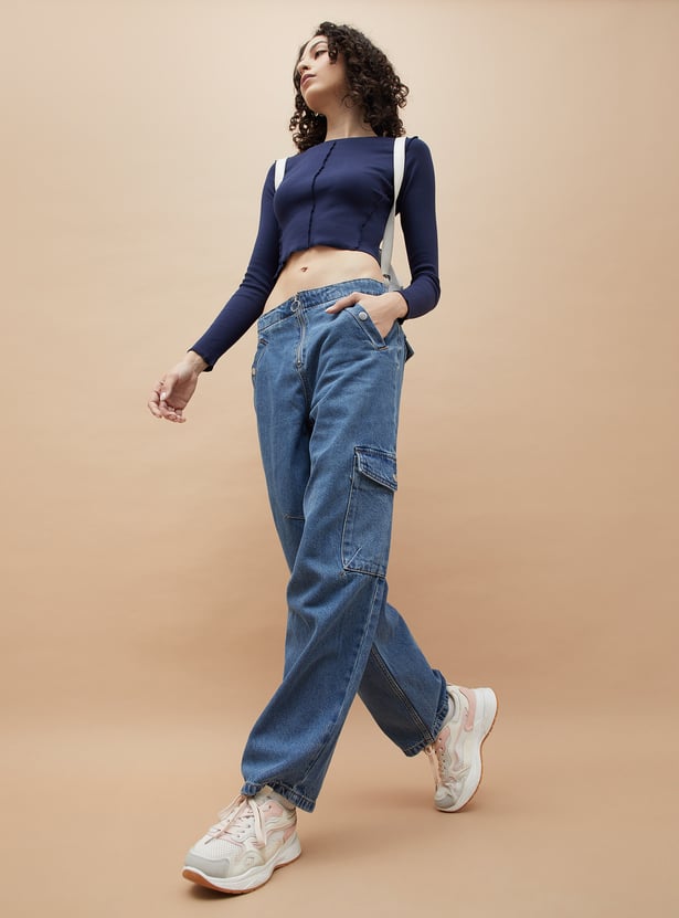Soft Comfortable Vintage Washed Cargo Pants for Women