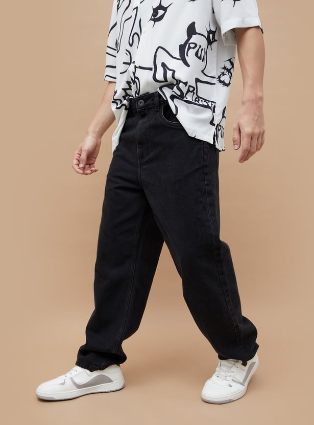 Durable Men’s Washed Loose Fit Jeans Modern Relaxed Fit Denim for Casual Outings and Daily Wear