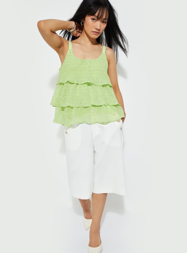 Fashionable Women’s Textured Layered Tiered Top