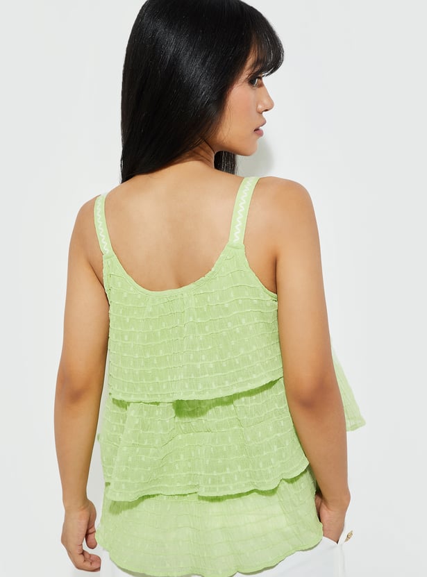 Fashionable Women’s Textured Layered Tiered Top