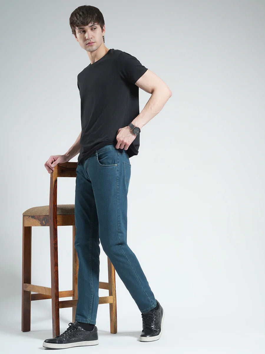 Premium Men’s Beige Solid Regular Fit Denim Jeans Versatile Outfit Choice for Office, Party, and Daily Comfort Wear