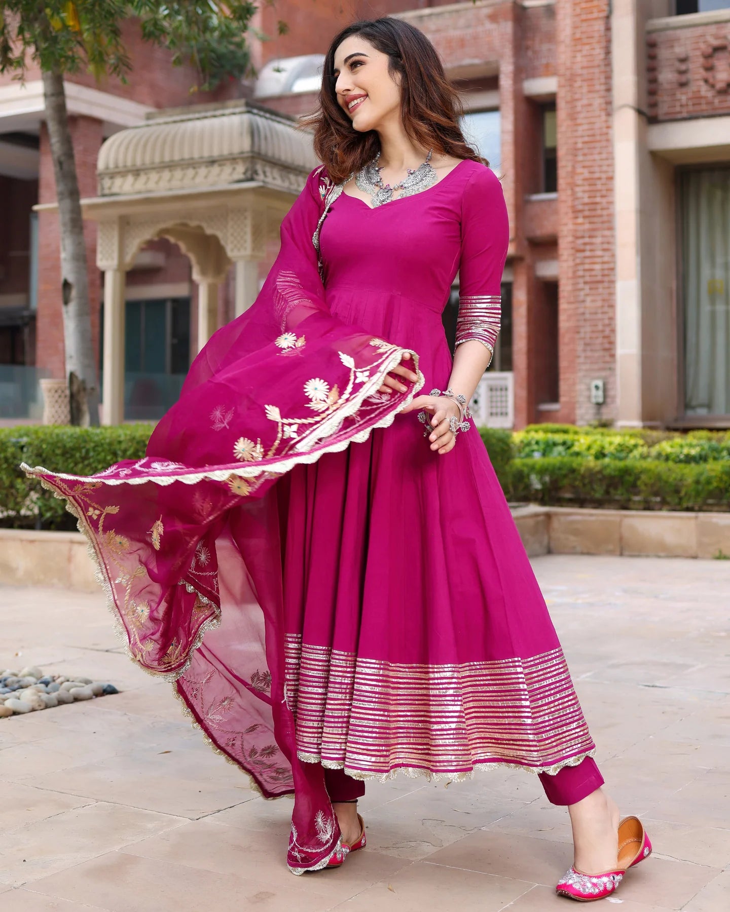 Contemporary Purple Gotapatti Suit Set for Women with Sparkling Accents
