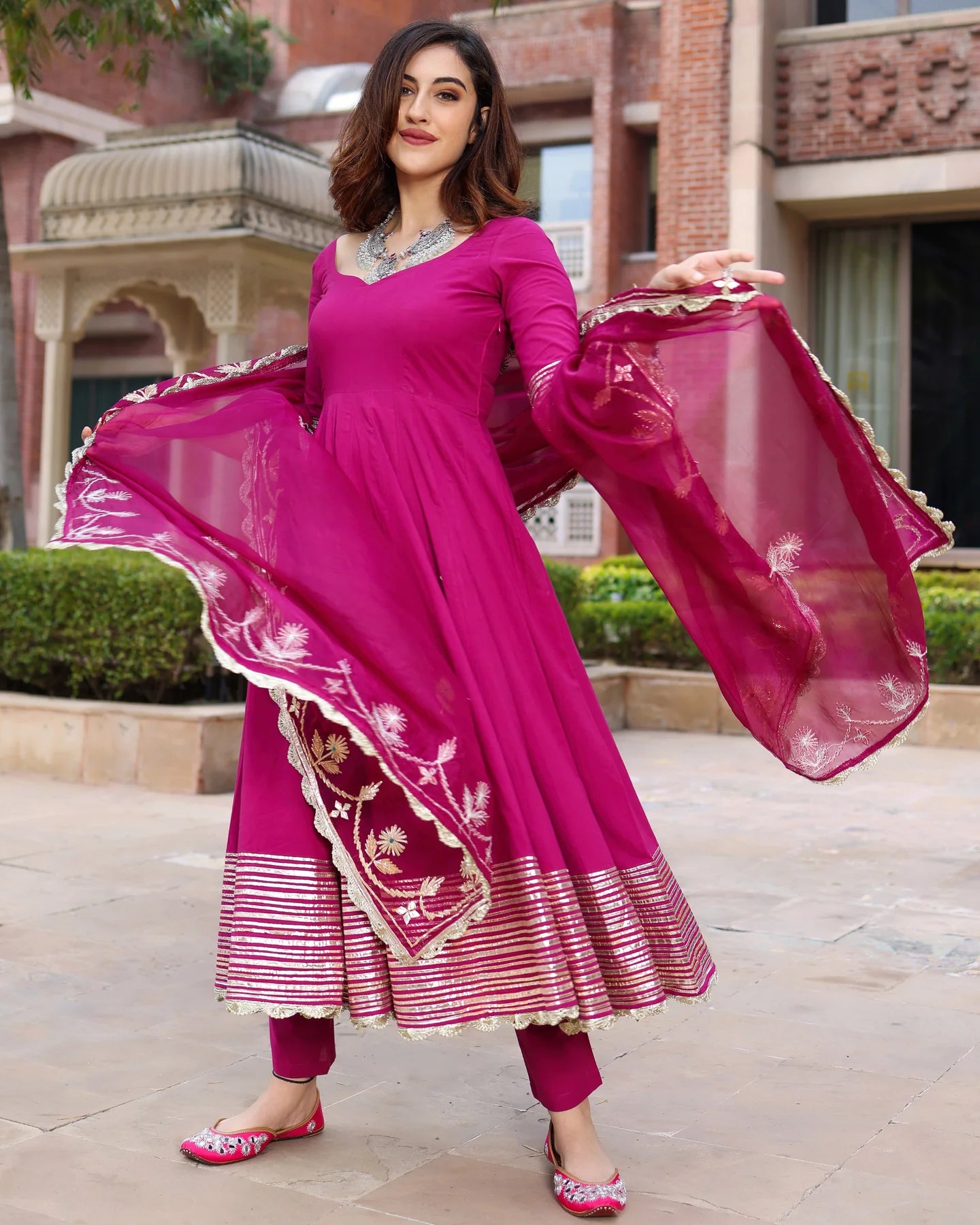 Contemporary Purple Gotapatti Suit Set for Women with Sparkling Accents