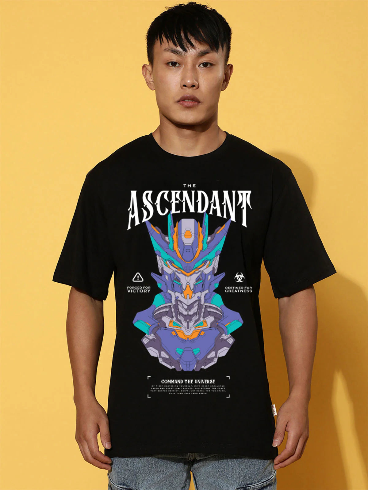 Oversized Black Graphic Cotton T Shirt Mens Streetwear