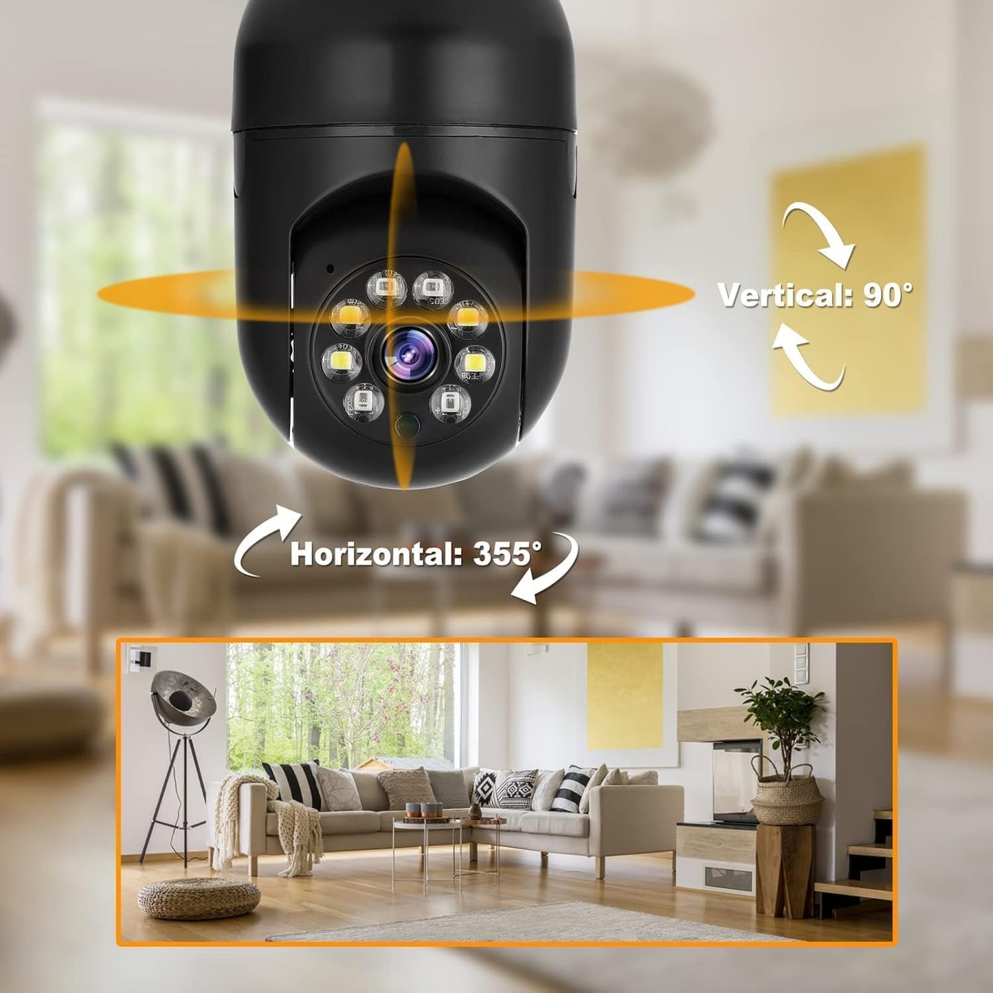 Smart Lamp Camera Eyecam WiFi 360° Bulb Security Cam with Fisheye Panoramic Lens