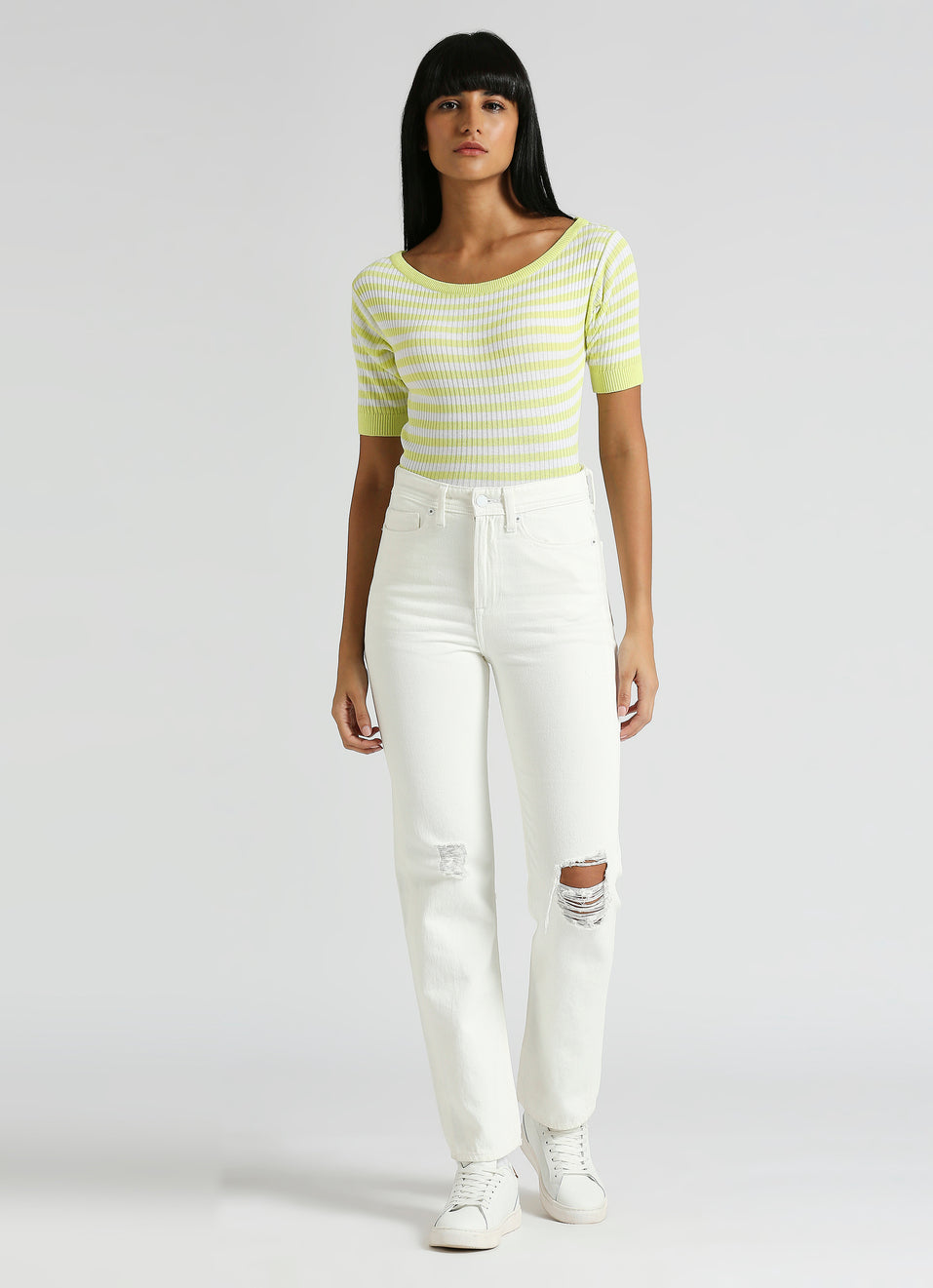 Elegant Slim Fit White High Waist Jeans Mary Collection Women’s Casual and Formal Denim Pants