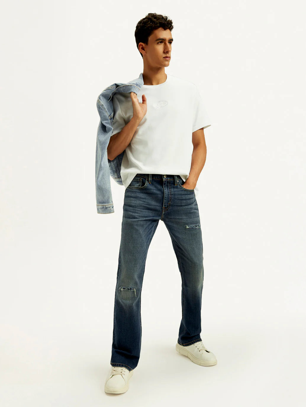 Classic Men’s Dark Indigo Tinted Bootcut Fit Mid Rise Jeans Durable Everyday Denim with Modern Styling and Relaxed Comfort