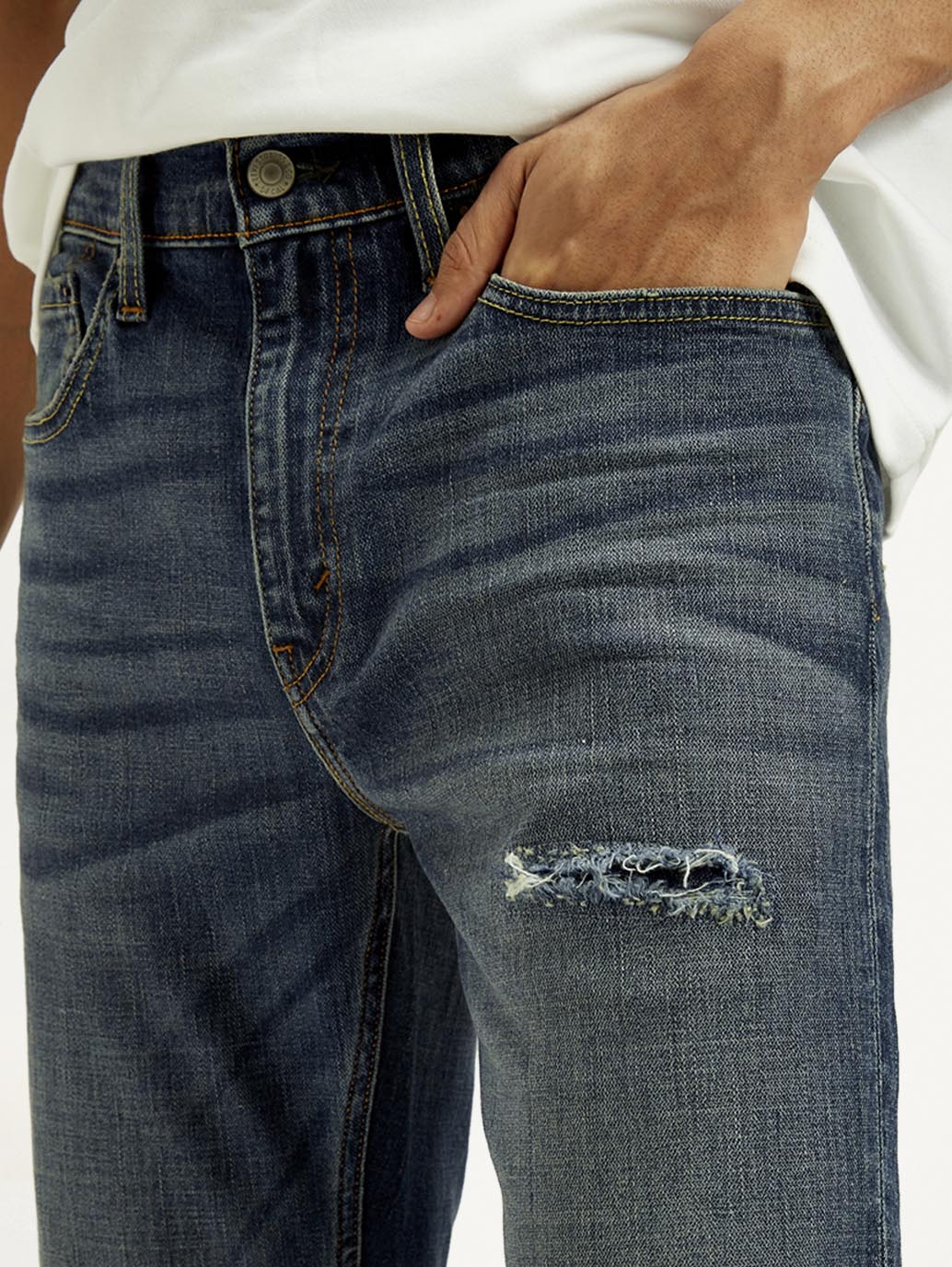 Classic Men’s Dark Indigo Tinted Bootcut Fit Mid Rise Jeans Durable Everyday Denim with Modern Styling and Relaxed Comfort