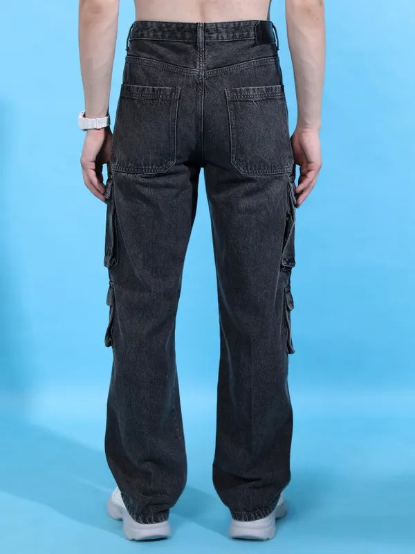 Modern Dark Grey Relaxed Fit Denim Jeans for Men with Comfortable Fit