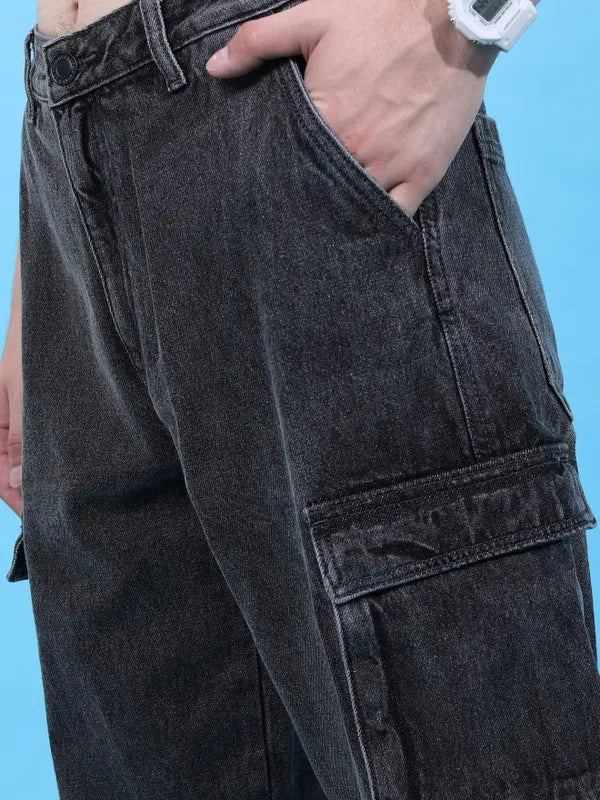 Modern Dark Grey Relaxed Fit Denim Jeans for Men with Comfortable Fit