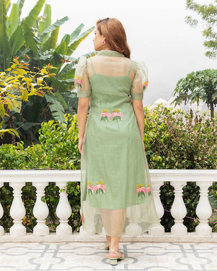 Premium Women’s Pista Green Jacket Maxi Perfect for Evening and Daytime Outfits