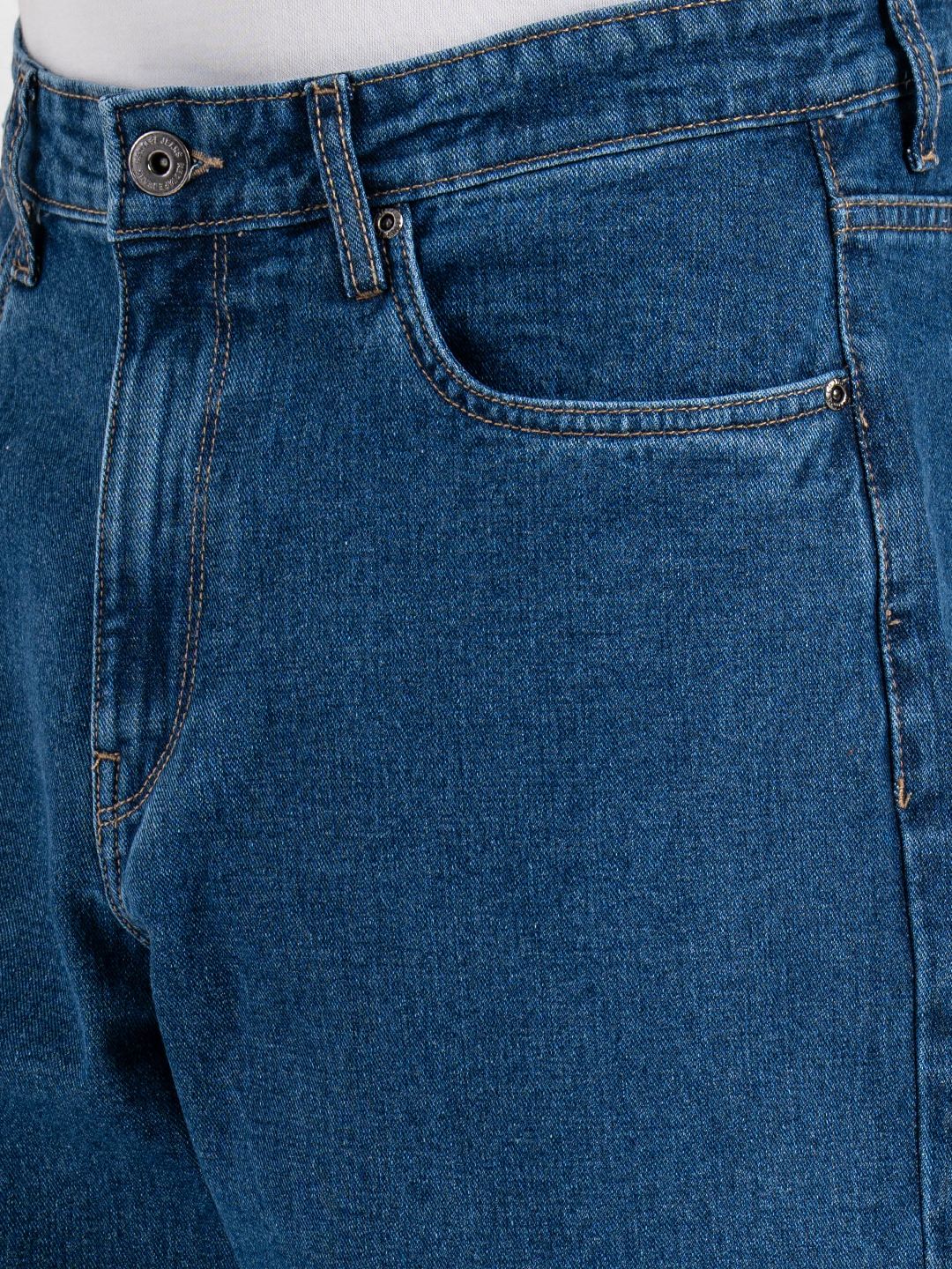 Relaxed Fit Baggy Mid Blue Jeans for Men with Comfortable Cotton Fabric