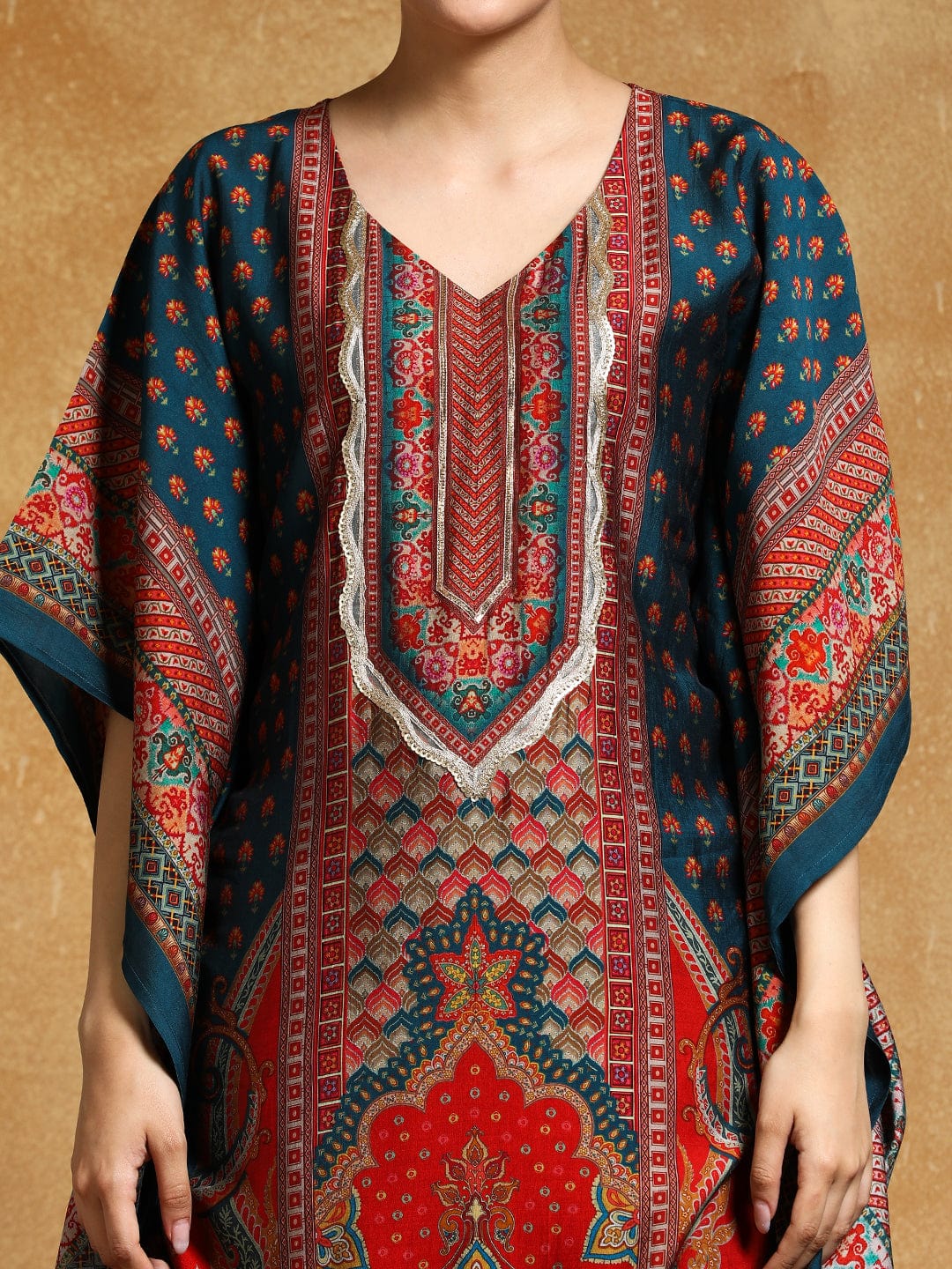 Graceful Zari and Sequin Detailed Ethnic Kaftan Trouser Set for Women