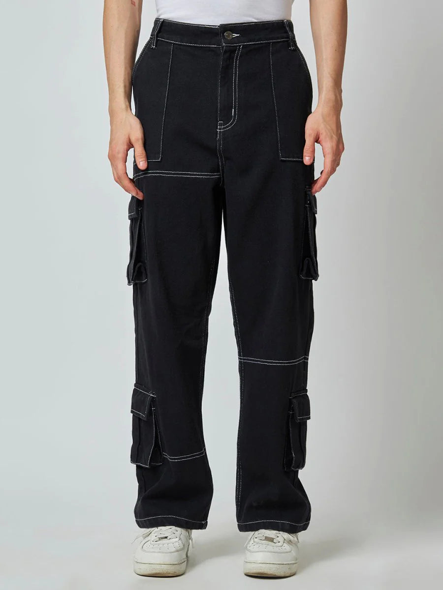 Soft and Comfortable Men’s Carpenter Jeans Cargo Pants with Functional Pockets