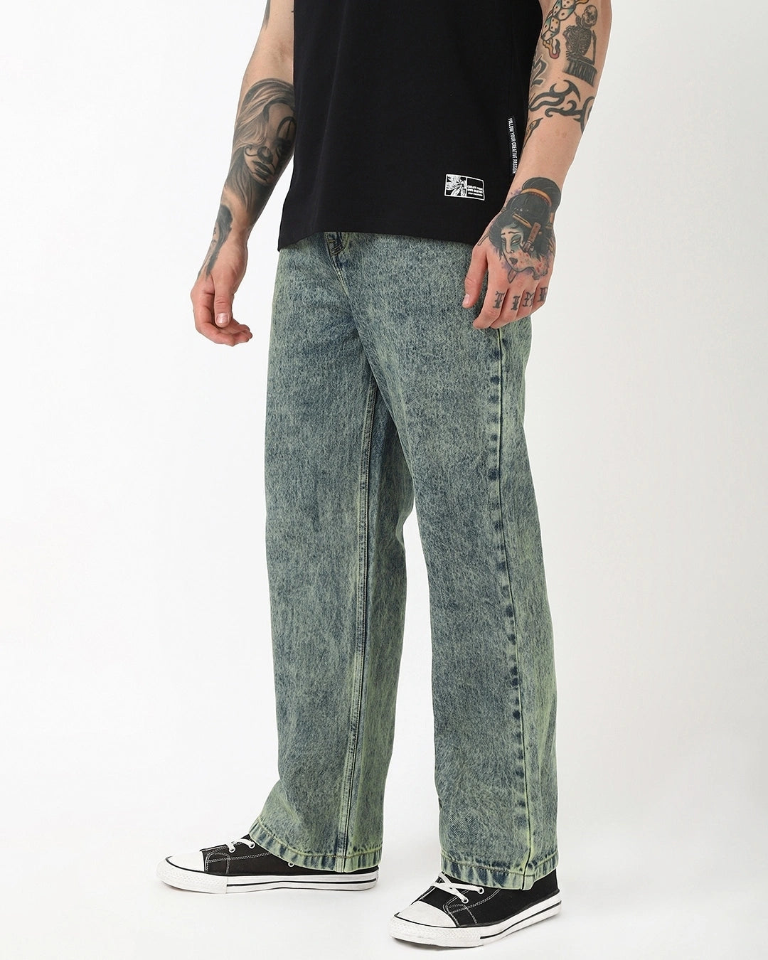 Classic Bluish Green Washed Straight Fit Mid Rise Jeans with Timeless Denim Design