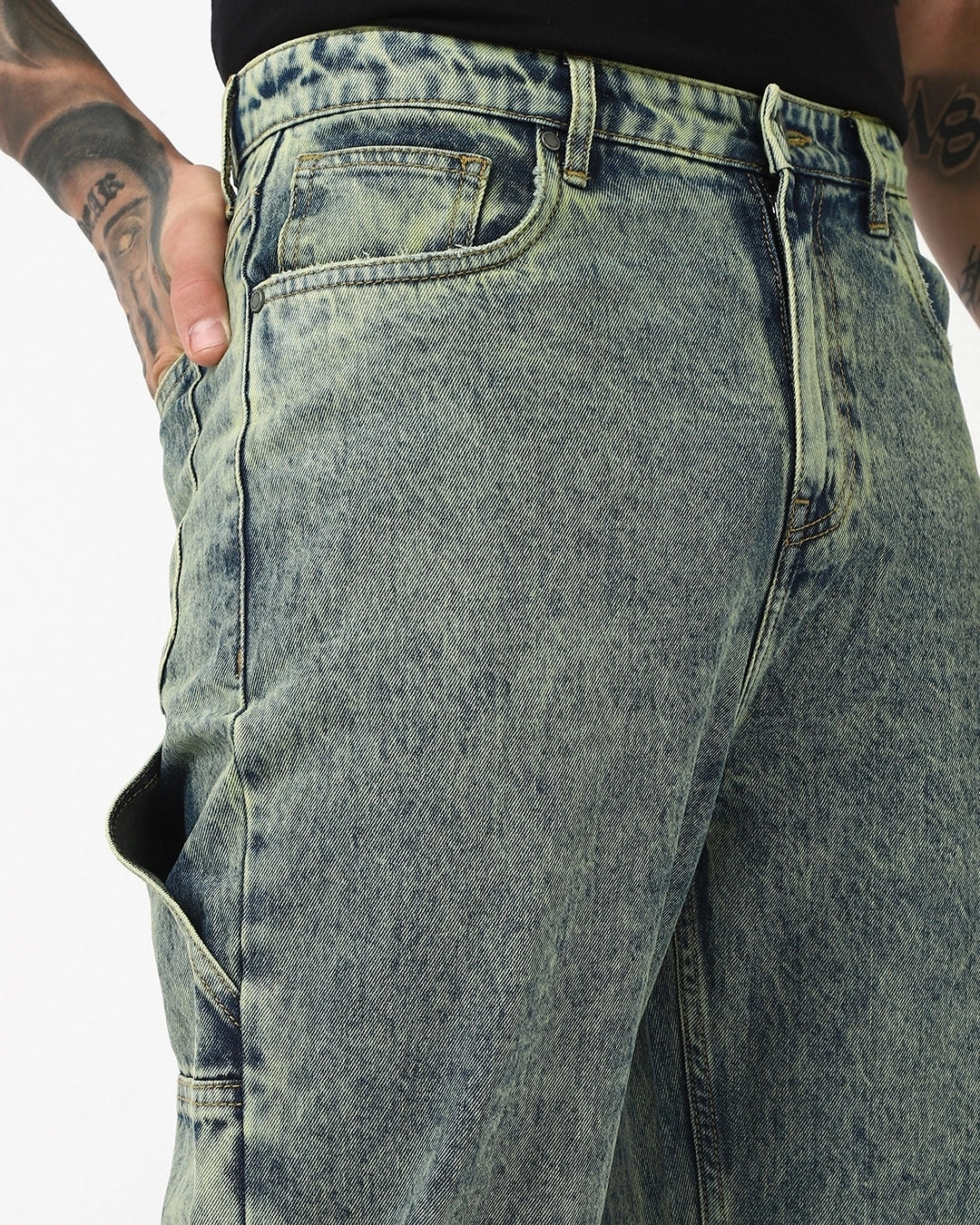 Classic Bluish Green Washed Straight Fit Mid Rise Jeans with Timeless Denim Design