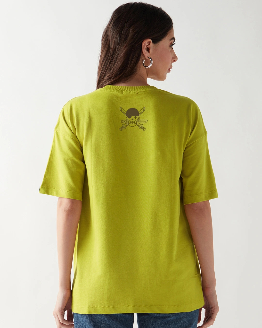Oversized Loose Fit Women’s Cress Green Zoro Graphic Printed T-shirt Trendy Casual Everyday Outfit