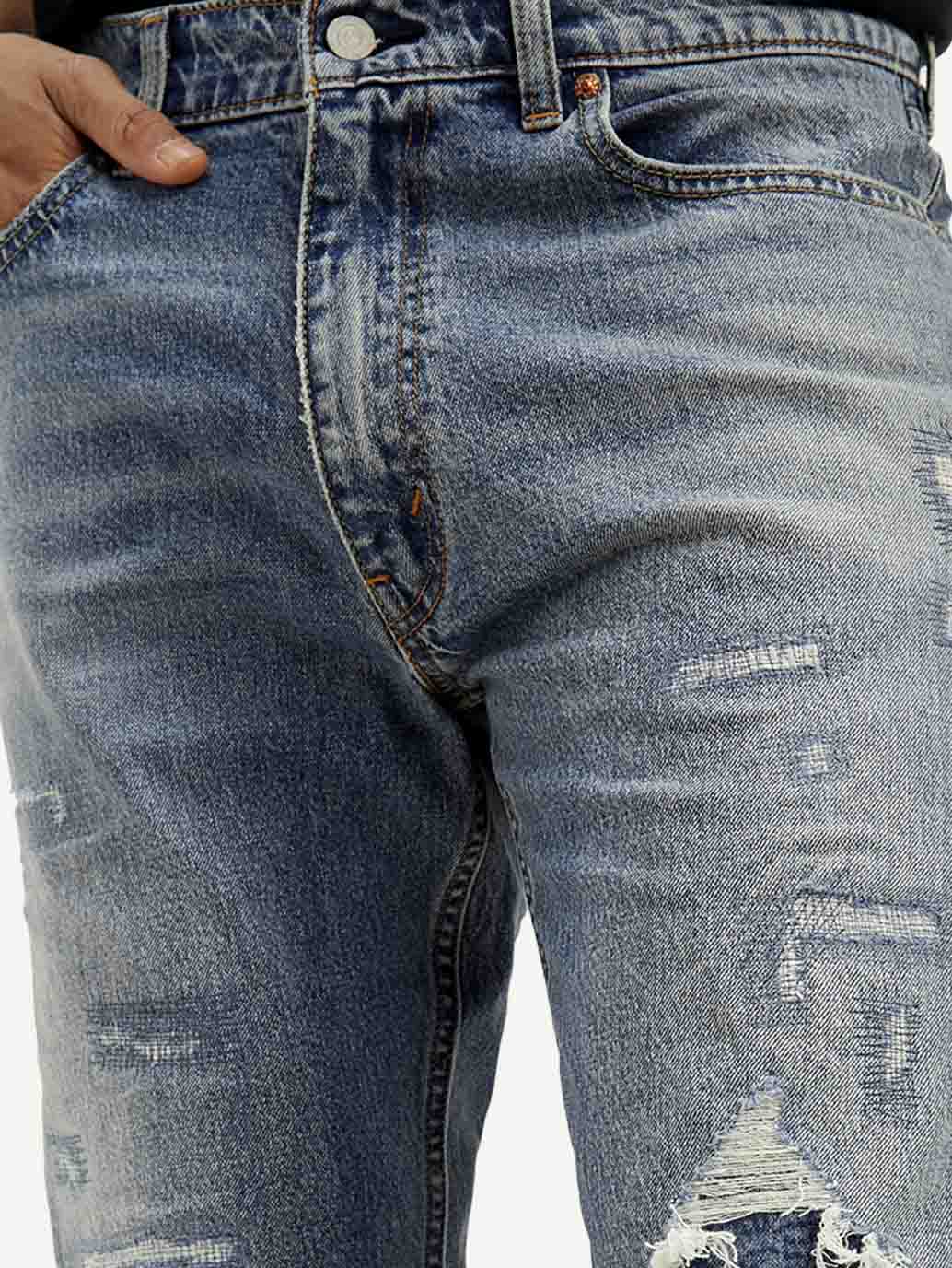 Trendy Mens Blue Loose Fit Mid Rise Jeans Comfortable Cotton Blend