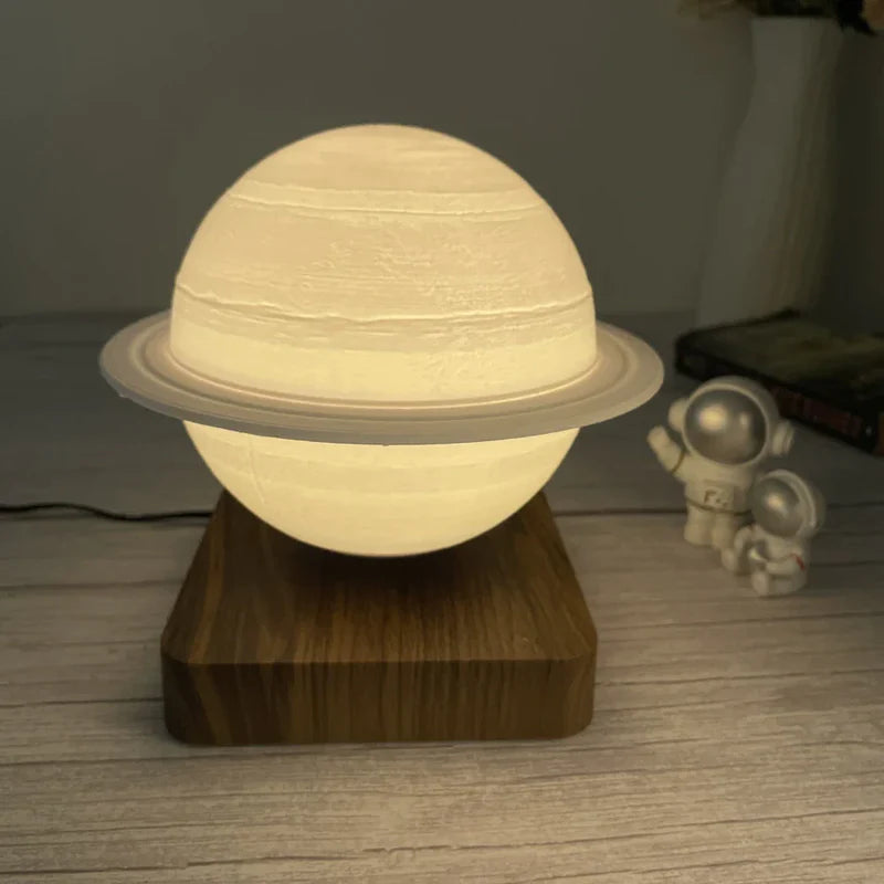 Levitating 3D Saturn LED Lamp with Magnetic Rotation and Dimmable Touch Lighting