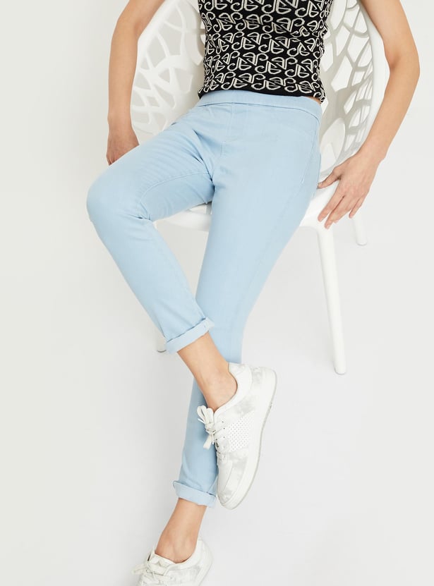 Premium Everyday Wear Solid Elasticated Jeggings Comfortable Fit for Women