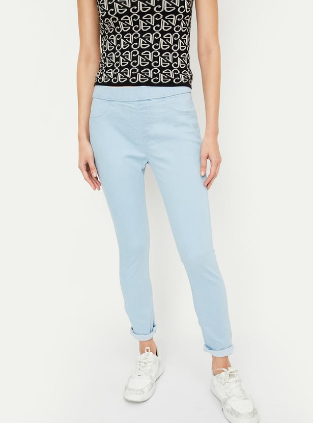 Premium Everyday Wear Solid Elasticated Jeggings Comfortable Fit for Women