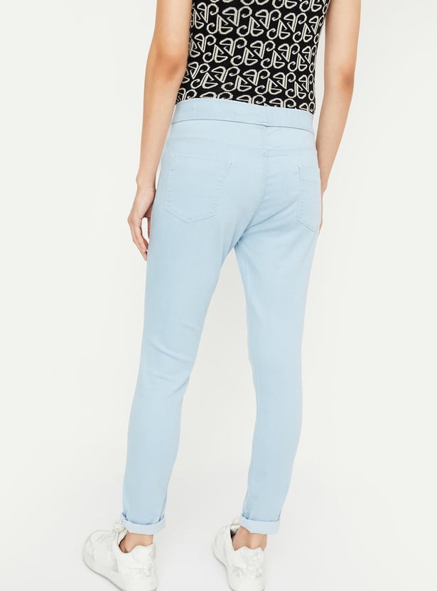 Premium Everyday Wear Solid Elasticated Jeggings Comfortable Fit for Women