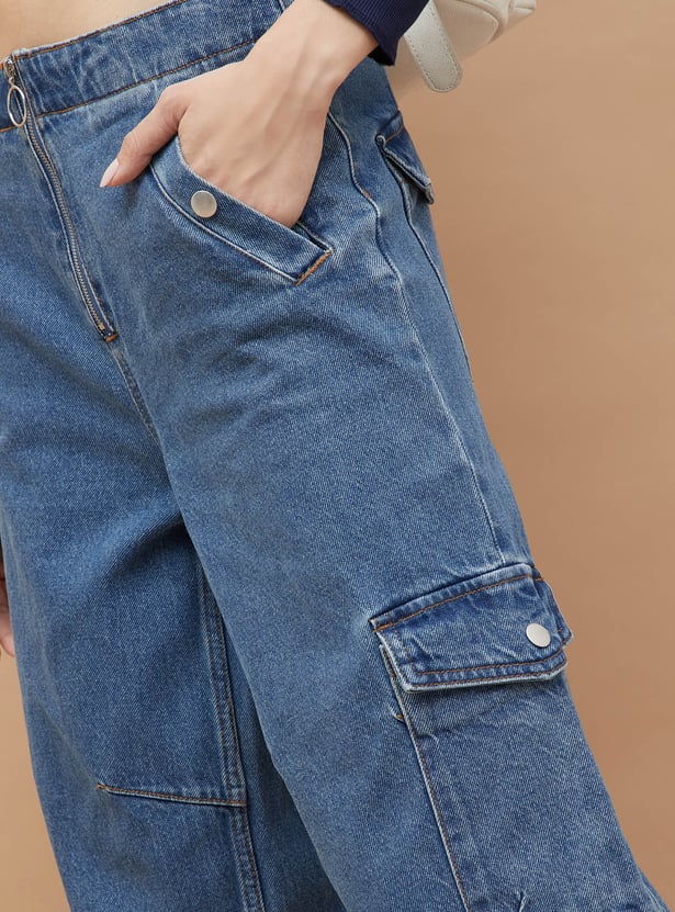 Soft Comfortable Vintage Washed Cargo Pants for Women