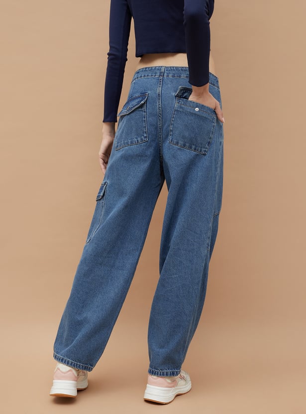 Soft Comfortable Vintage Washed Cargo Pants for Women
