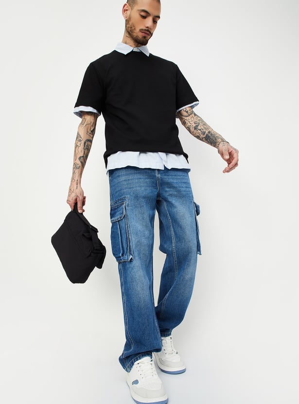 Versatile Loose Fit Washed Cargo Jeans for Men Suitable for Outdoor Adventures and Daily Wear