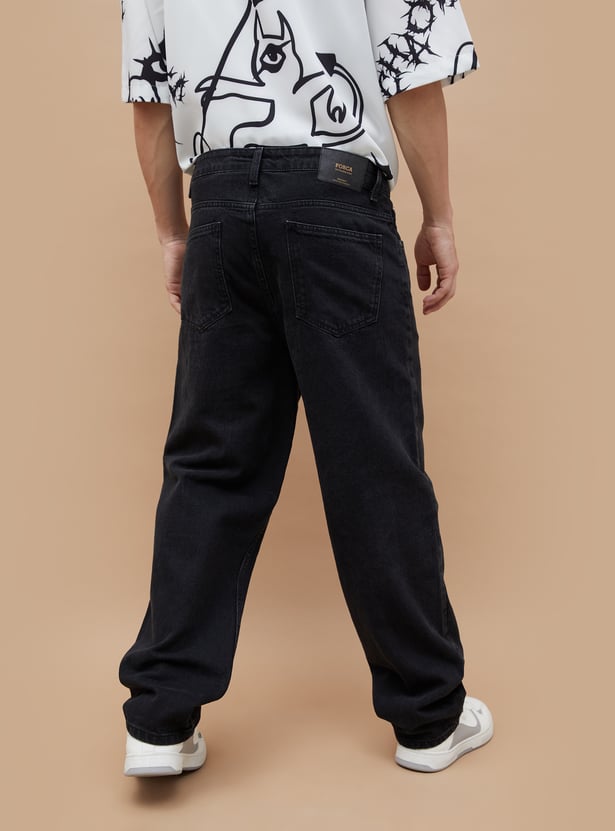 Durable Men’s Washed Loose Fit Jeans Modern Relaxed Fit Denim for Casual Outings and Daily Wear