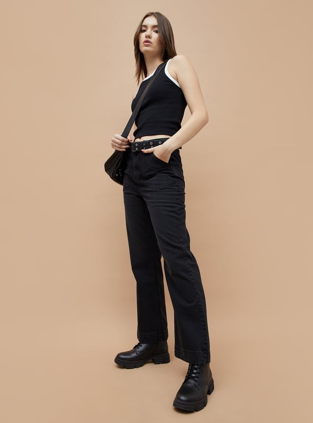 Solid Flared Jeans Women’s Soft Comfortable Fit High Rise Stylish Design