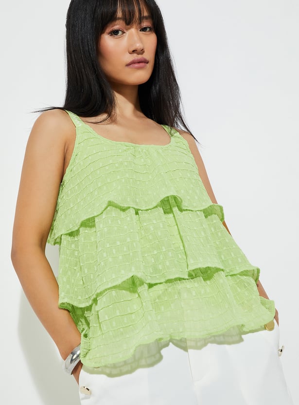 Fashionable Women’s Textured Layered Tiered Top