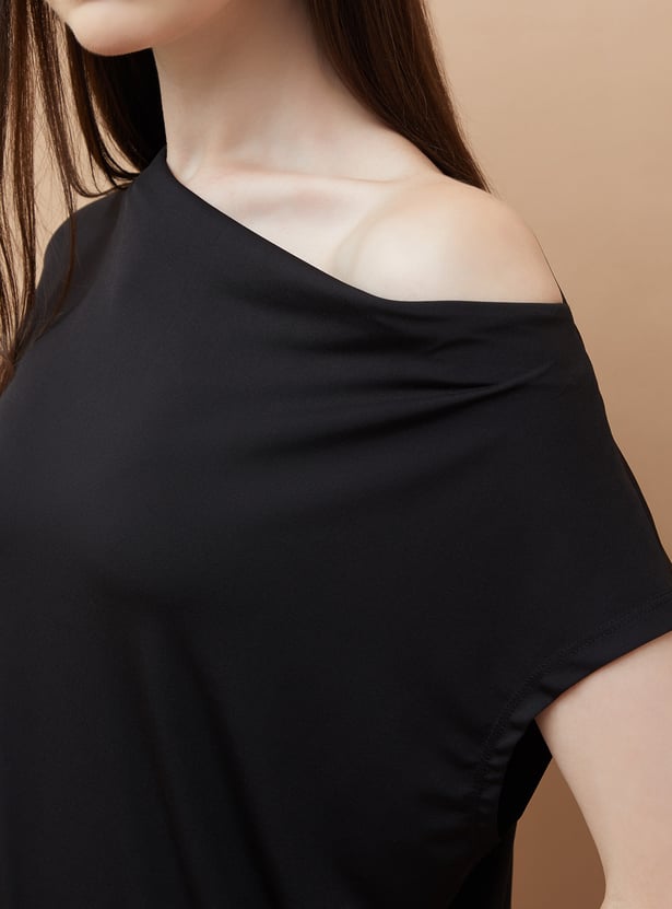 Fashionable Women’s Solid Cowl Neck Top Comfortable Loose Fit Daily Outfit