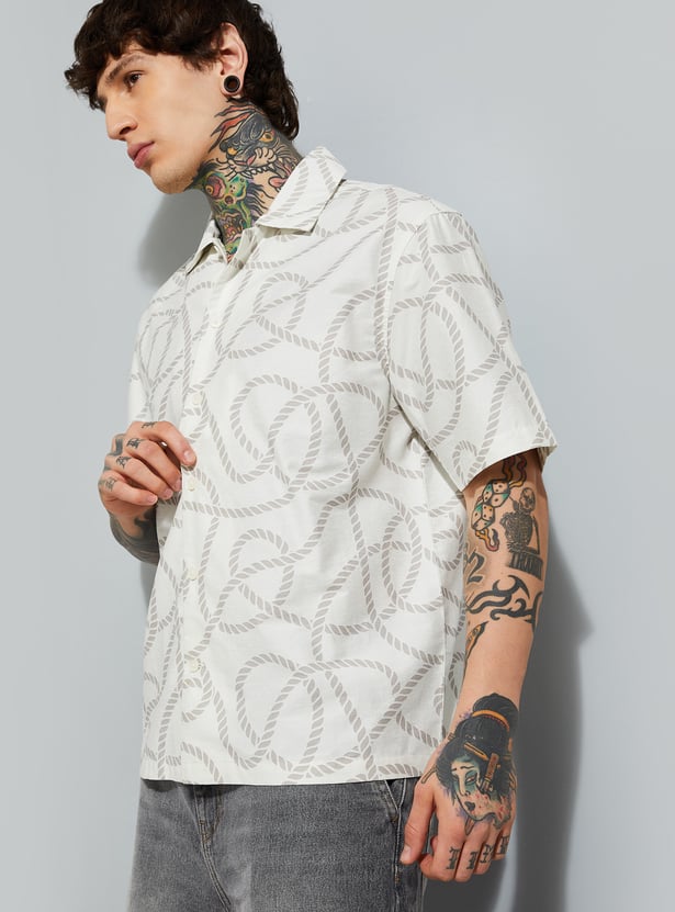 Versatile Men’s Printed Shirt with Relaxed Fit for Office, Travel, and Casual Occasions