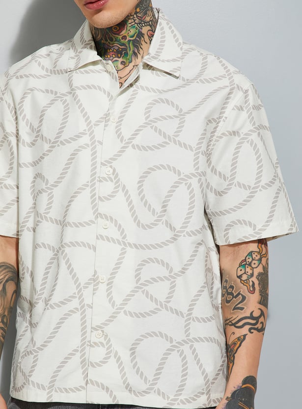 Versatile Men’s Printed Shirt with Relaxed Fit for Office, Travel, and Casual Occasions
