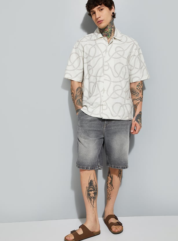 Versatile Men’s Printed Shirt with Relaxed Fit for Office, Travel, and Casual Occasions