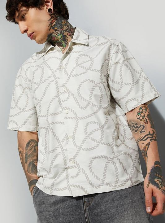 Versatile Men’s Printed Shirt with Relaxed Fit for Office, Travel, and Casual Occasions