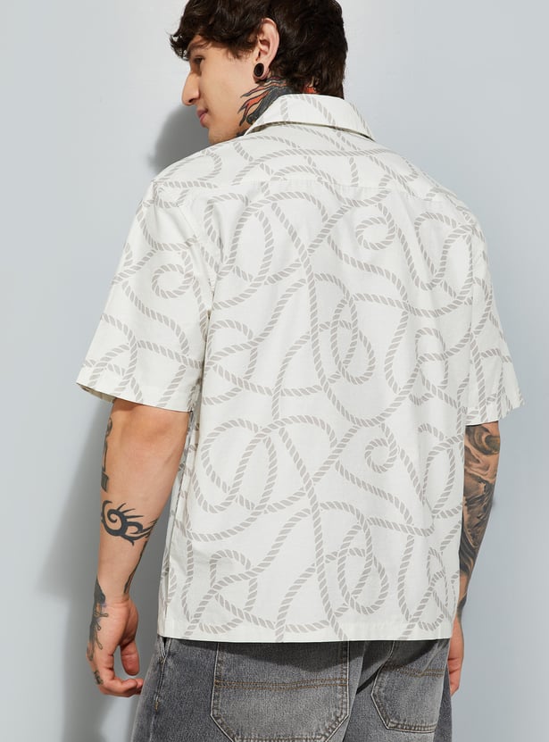 Versatile Men’s Printed Shirt with Relaxed Fit for Office, Travel, and Casual Occasions
