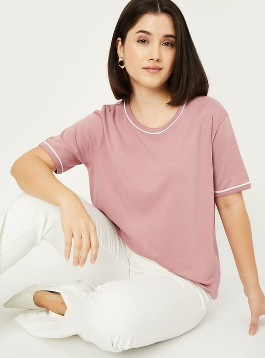 Summer Women’s Solid T Shirt Comfortable Loose Fit Everyday Outfit