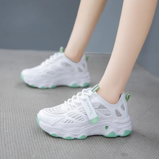 Breathable White Vulcanized Sneakers Women’s Casual Slip On Lightweight Everyday Footwear