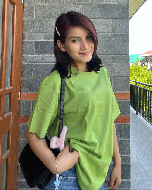 Comfortable Matcha Green Everyday Basic T-Shirt for Women