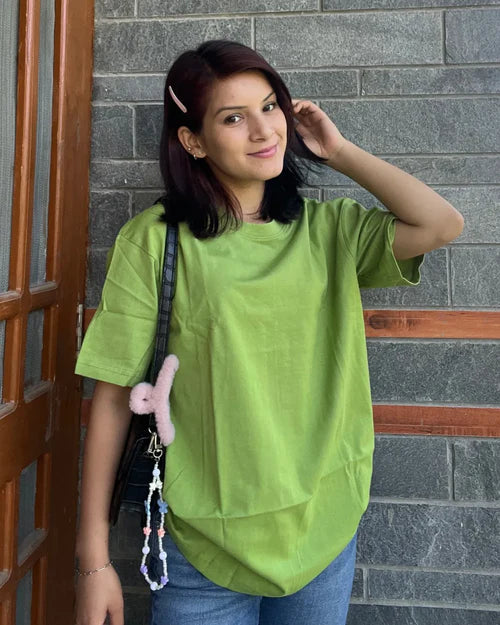 Comfortable Matcha Green Everyday Basic T-Shirt for Women
