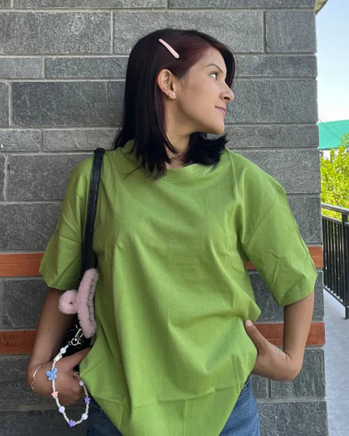 Comfortable Matcha Green Everyday Basic T-Shirt for Women