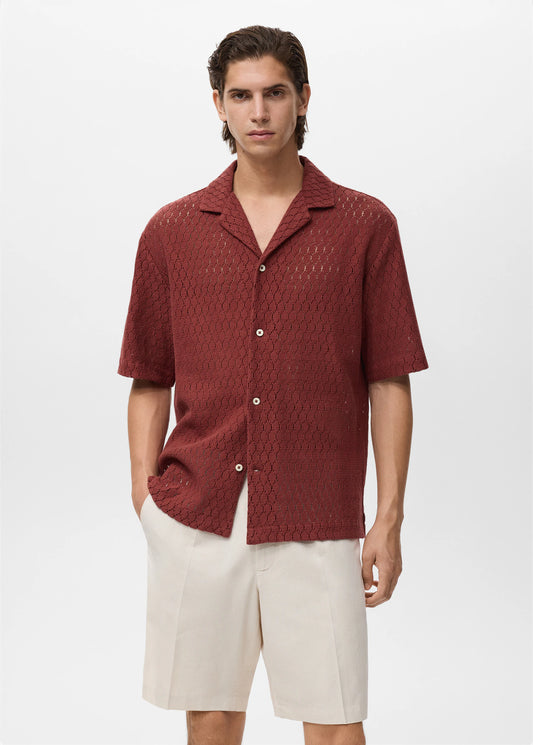Feminine and Comfortable Women’s Cotton Blouse with Stylish Openwork Design