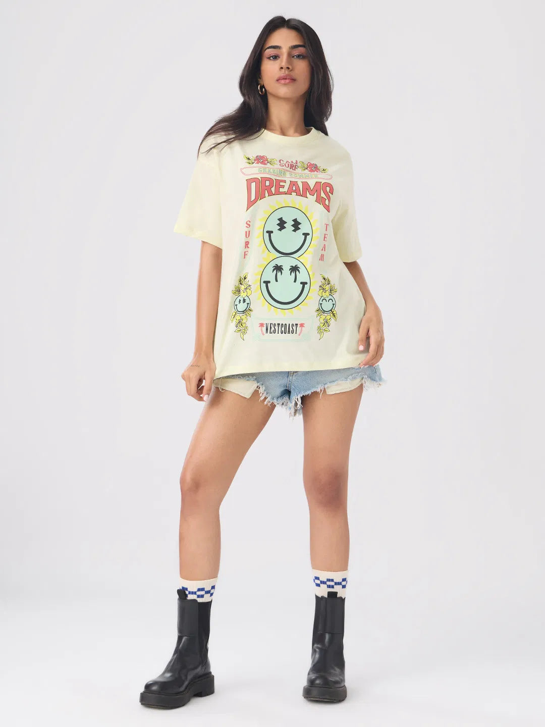 Women’s Loose Fit Surf Dreams Summer Graphic Tee Comfortable Daily Outfit