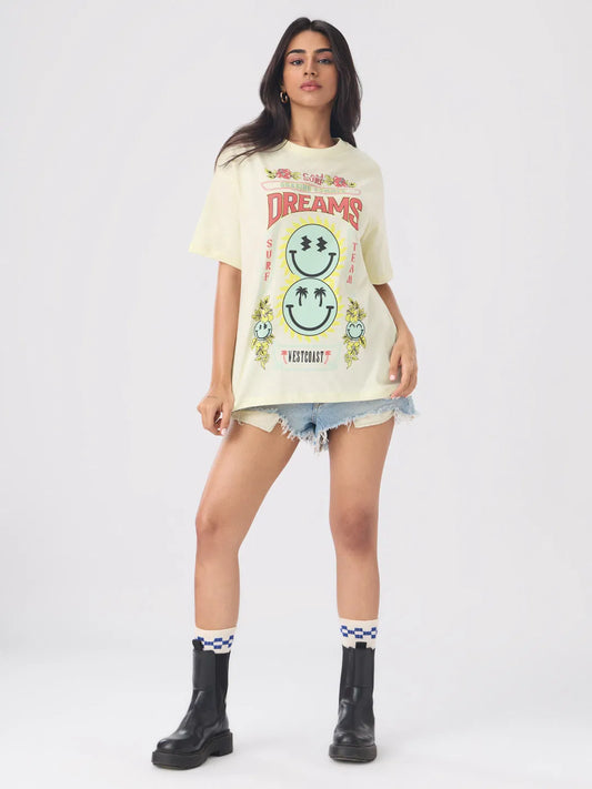 Women’s Loose Fit Surf Dreams Summer Graphic Tee Comfortable Daily Outfit