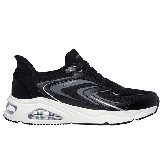Classic Men’s Skechers Black Shoes Perfect for Office, Travel, Lounge, or Streetwear Fashion