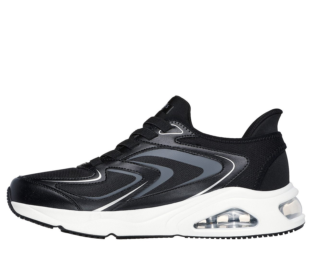 Classic Men’s Skechers Black Shoes Perfect for Office, Travel, Lounge, or Streetwear Fashion